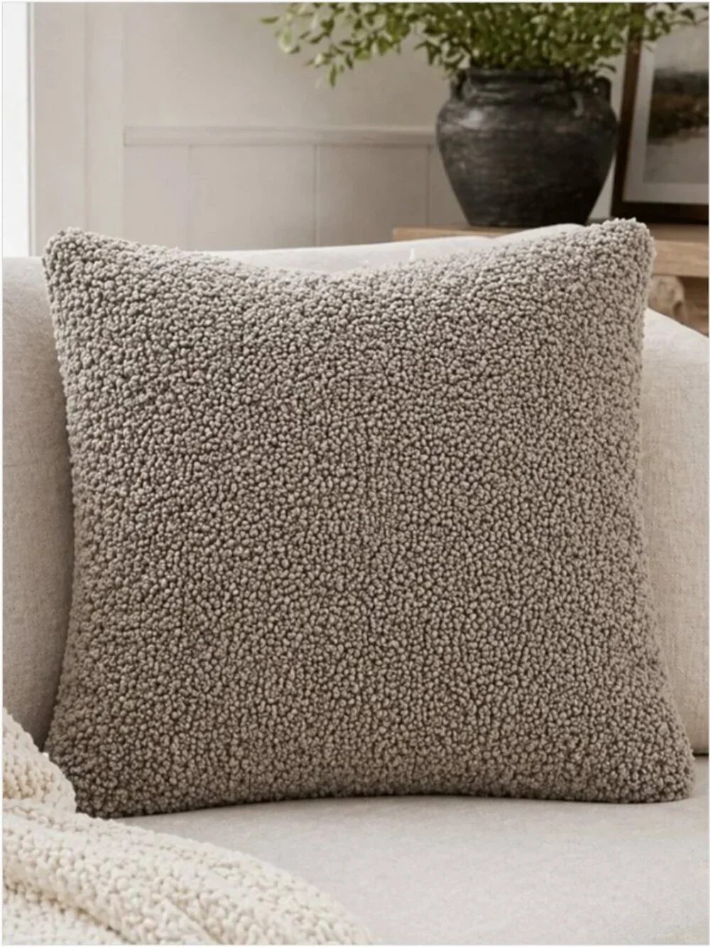 Pottery Barn Pillow Cover & Rustic Wooden Cross Decor Bundle Farmhouse Home